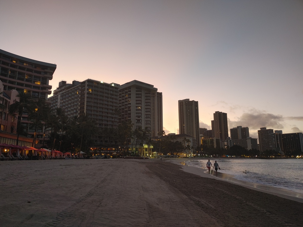 Waikiki Beach at Sunset, Royal Hawaiian Hotel